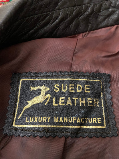 Vintage 1970s Brown Longline Leather Jacket
