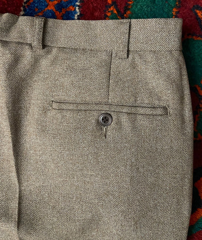 Vintage 1970s St Michael Wide Leg Herringbone Trousers W36/L29