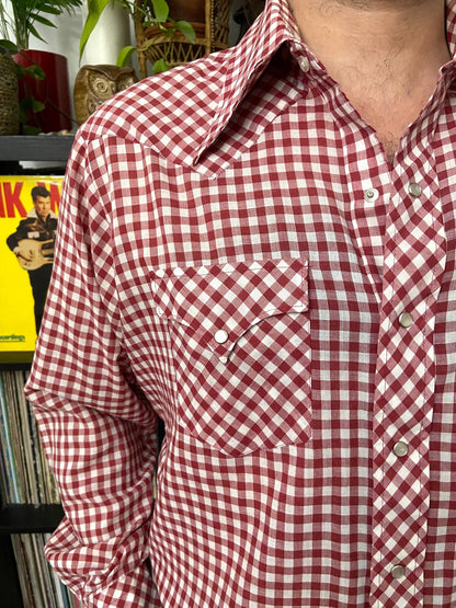 Vintage 1970s Sears Gingham Western Shirt