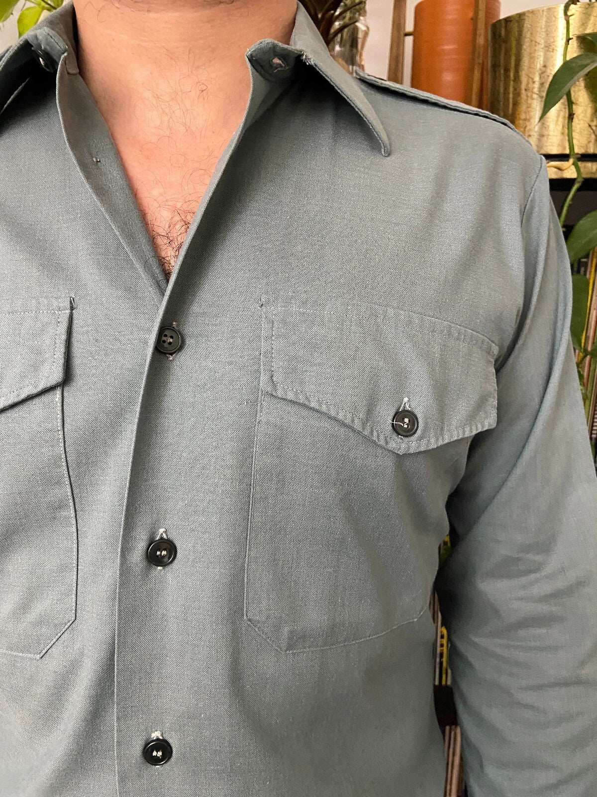 Vintage 1980s Green Military Shirt