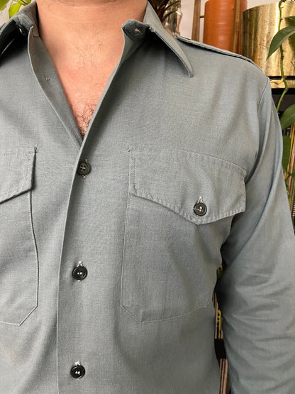 Vintage 1980s Green Military Shirt