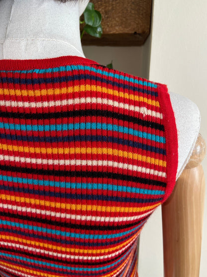 Vintage 1970s Red Striped Vest