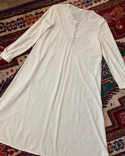Vintage 1970s Cream Lace Detail Nightdress
