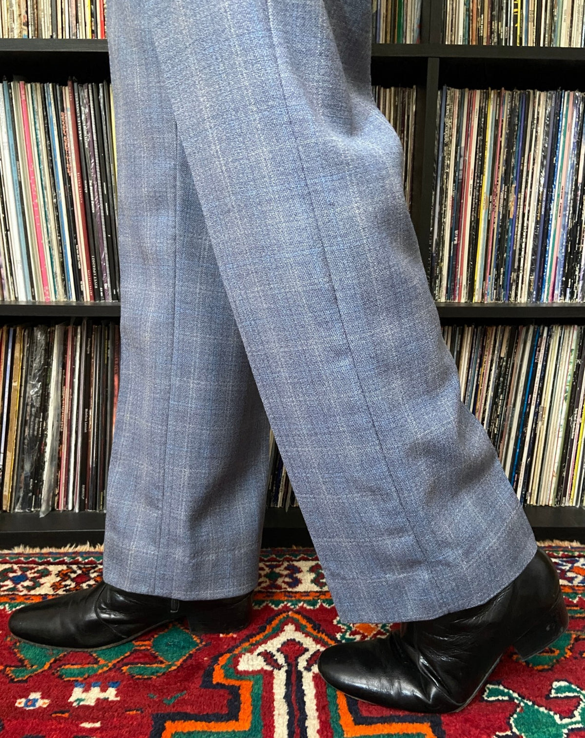 Vintage 1970s Blue Golf Check Trousers W32/L30