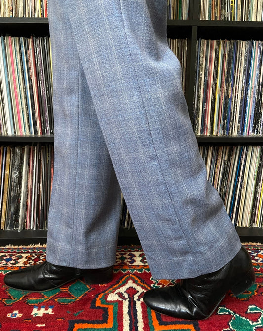 Vintage 1970s Blue Golf Check Trousers W32/L30