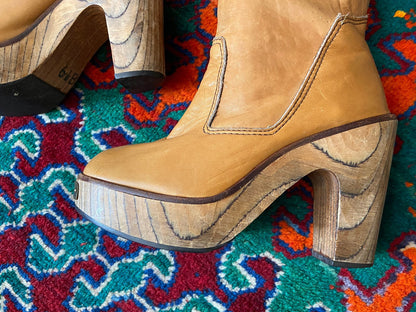 Vintage 1970s Rare Tan Zodiac Over The Knee Boots UK 3 - 3.5