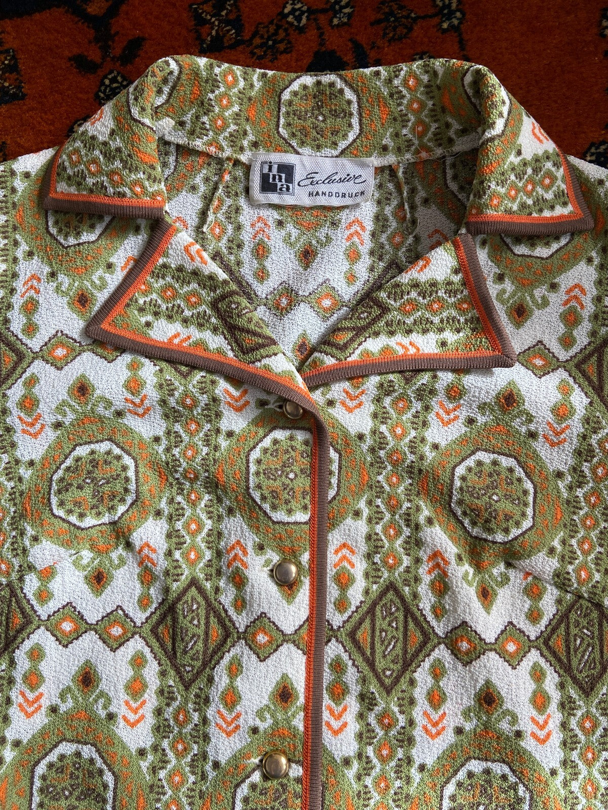 Vintage 1970s Short Sleeve Mosaic Print Shirt