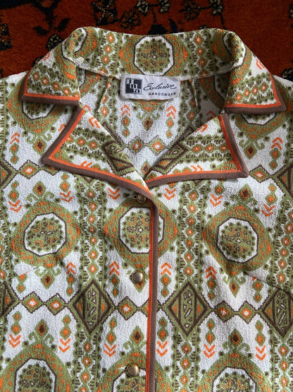 Vintage 1970s Short Sleeve Mosaic Print Shirt