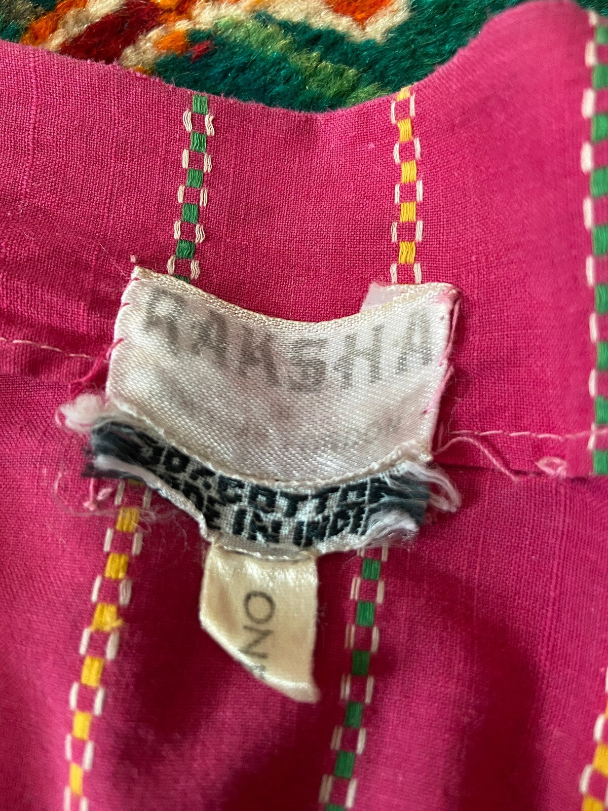Vintage 1970s Raksha Indian Cotton Pink Maxi Dress