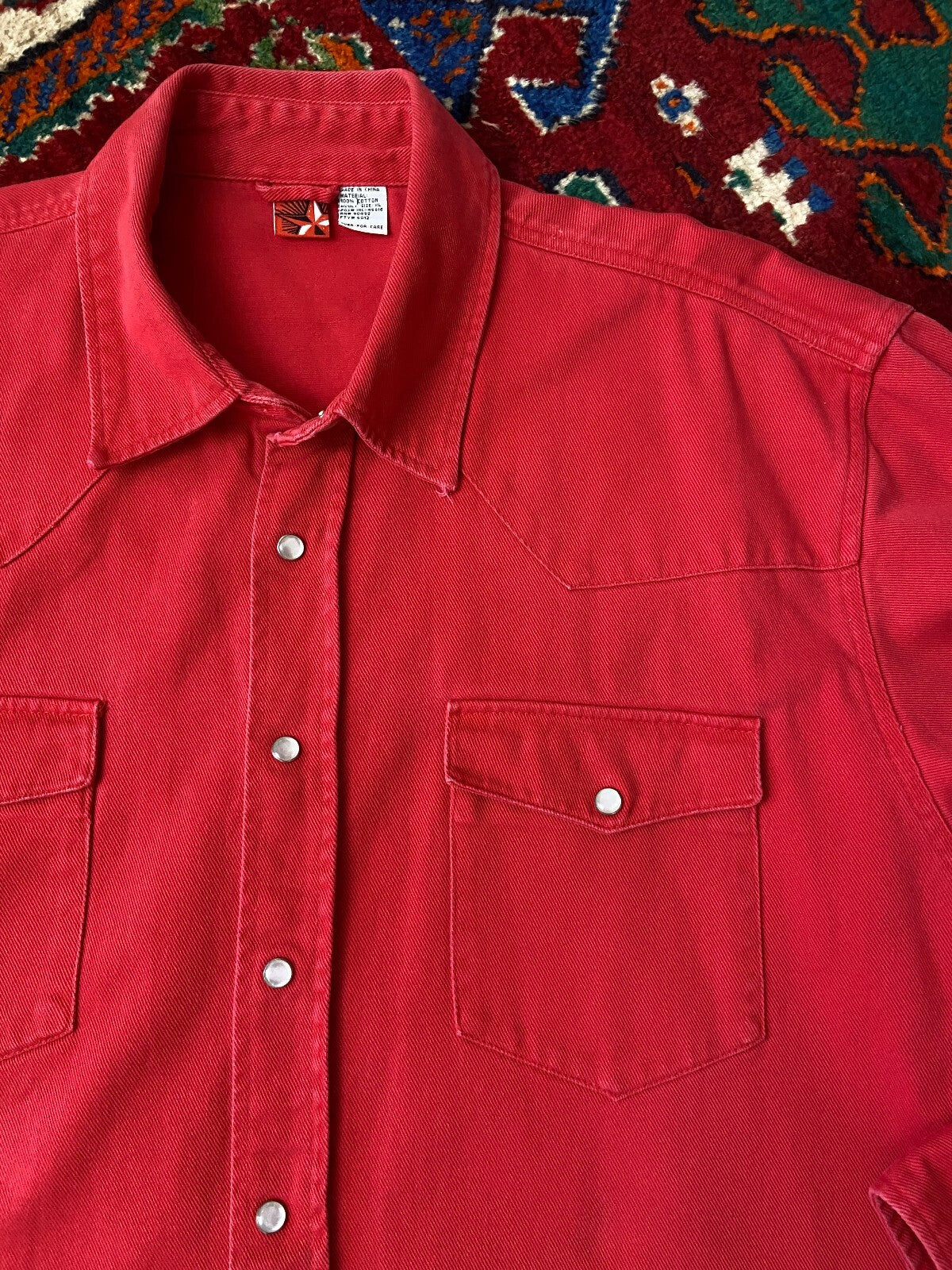 Vintage 90s Red Twill Western Shirt