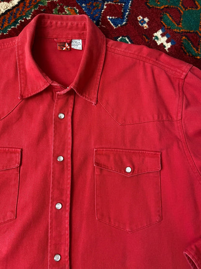 Vintage 90s Red Twill Western Shirt