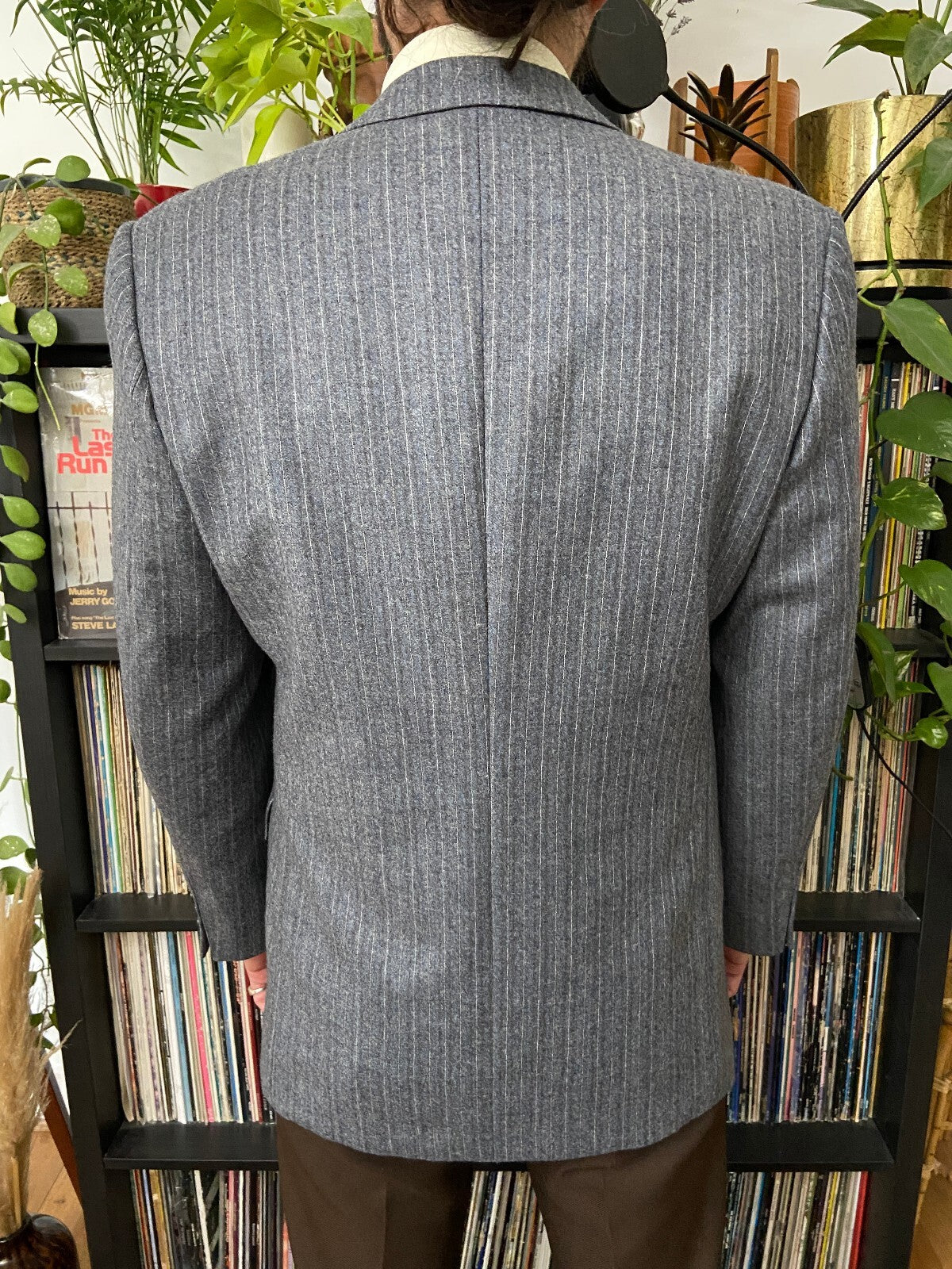 Vintage 90s Grey Pinstripe Blazer Jacket