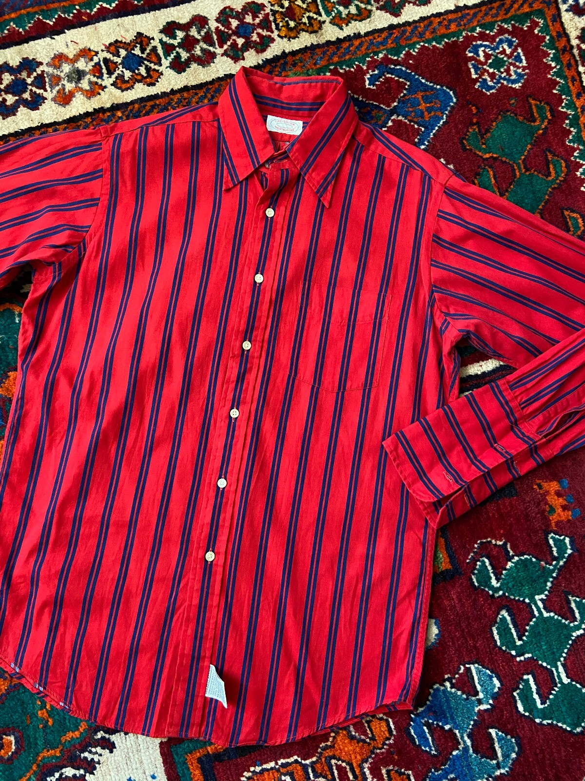 Vintage 1970s Red & Navy Dress Shirt