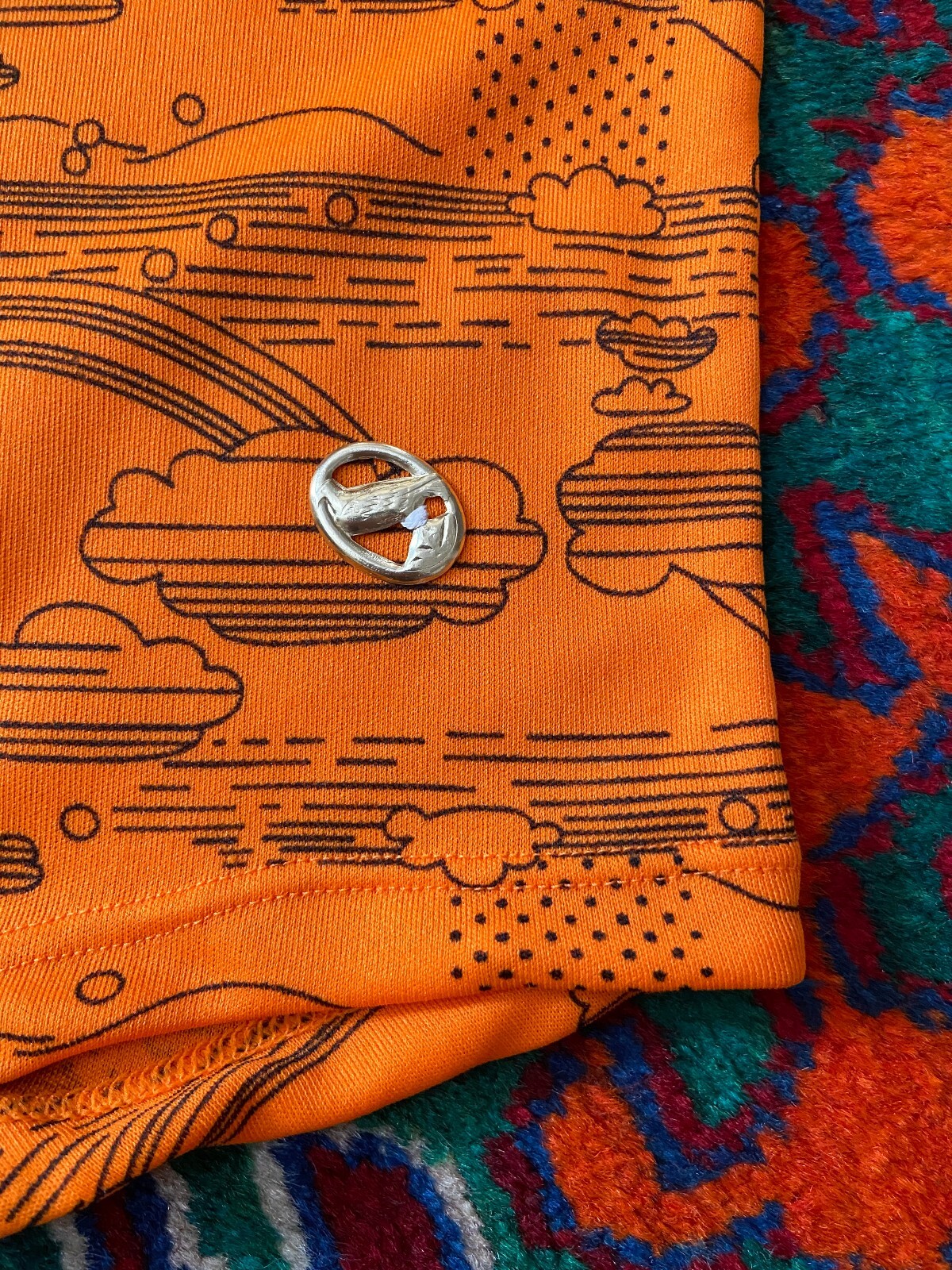 Vintage 1970s Orange Cloud Print Swim Shorts