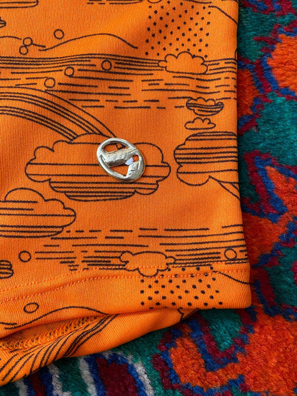 Vintage 1970s Orange Cloud Print Swim Shorts