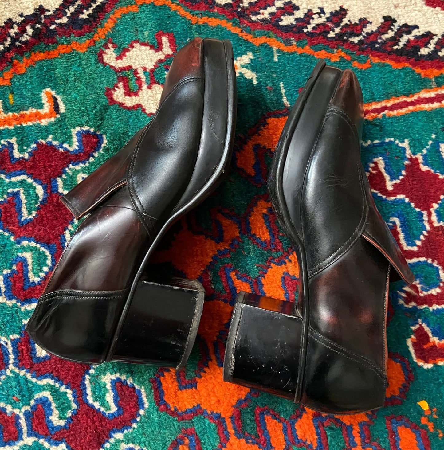 Vintage 1970s Burgundy Glam Rock Platform Loafers UK 9
