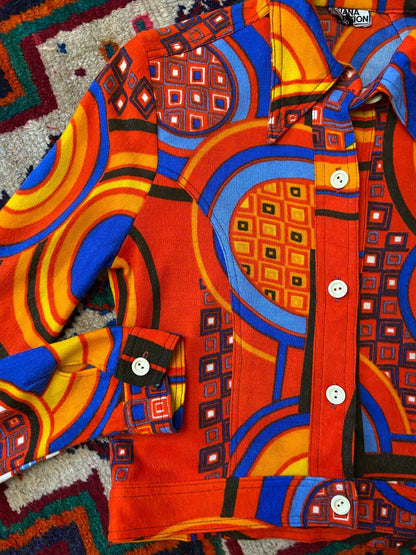 Vintage 1970s Psychedelic Cropped Shirt