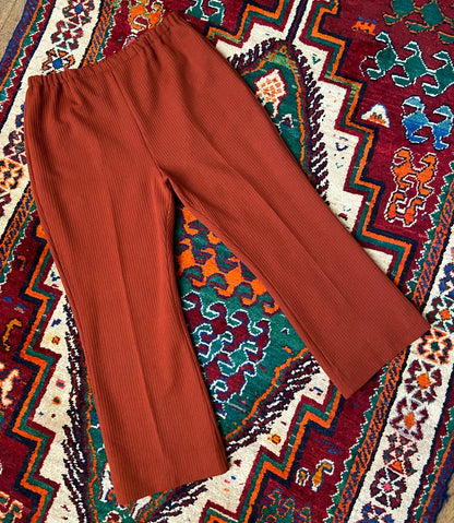 Vintage 1970s Rust Ribbed Flared Trousers XL