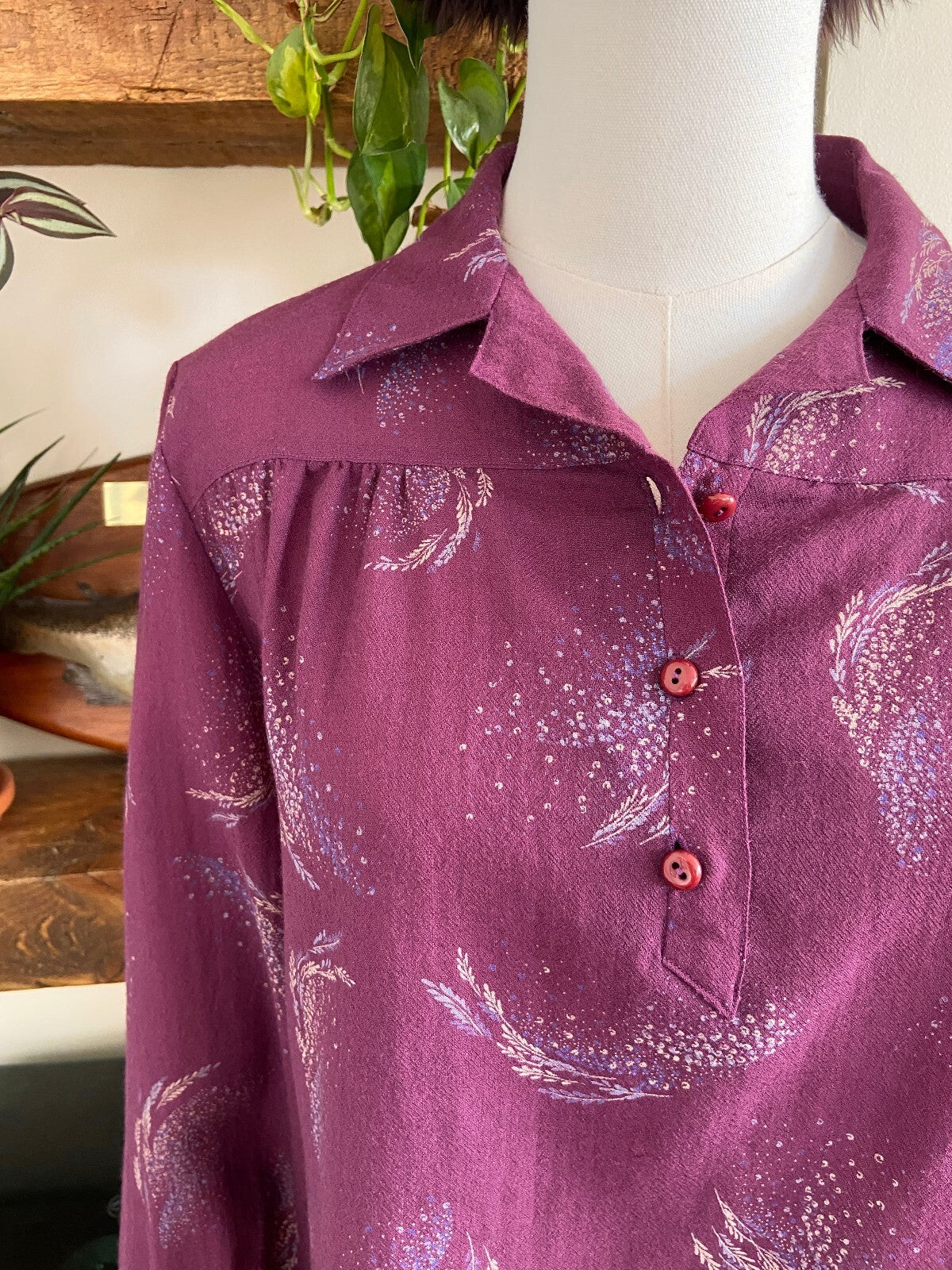 Vintage 1970s Purple Printed Shirt