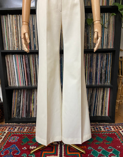 Vintage 1970s Cream Flared Trousers W25
