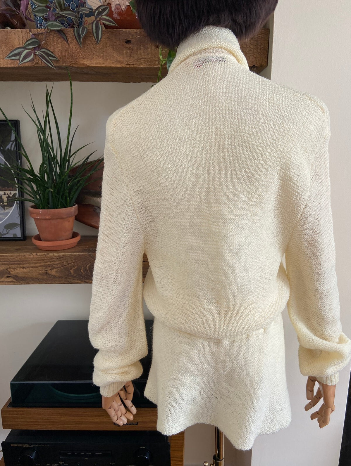 Vintage 1970s Cream Wool Knitted Bed Jacket
