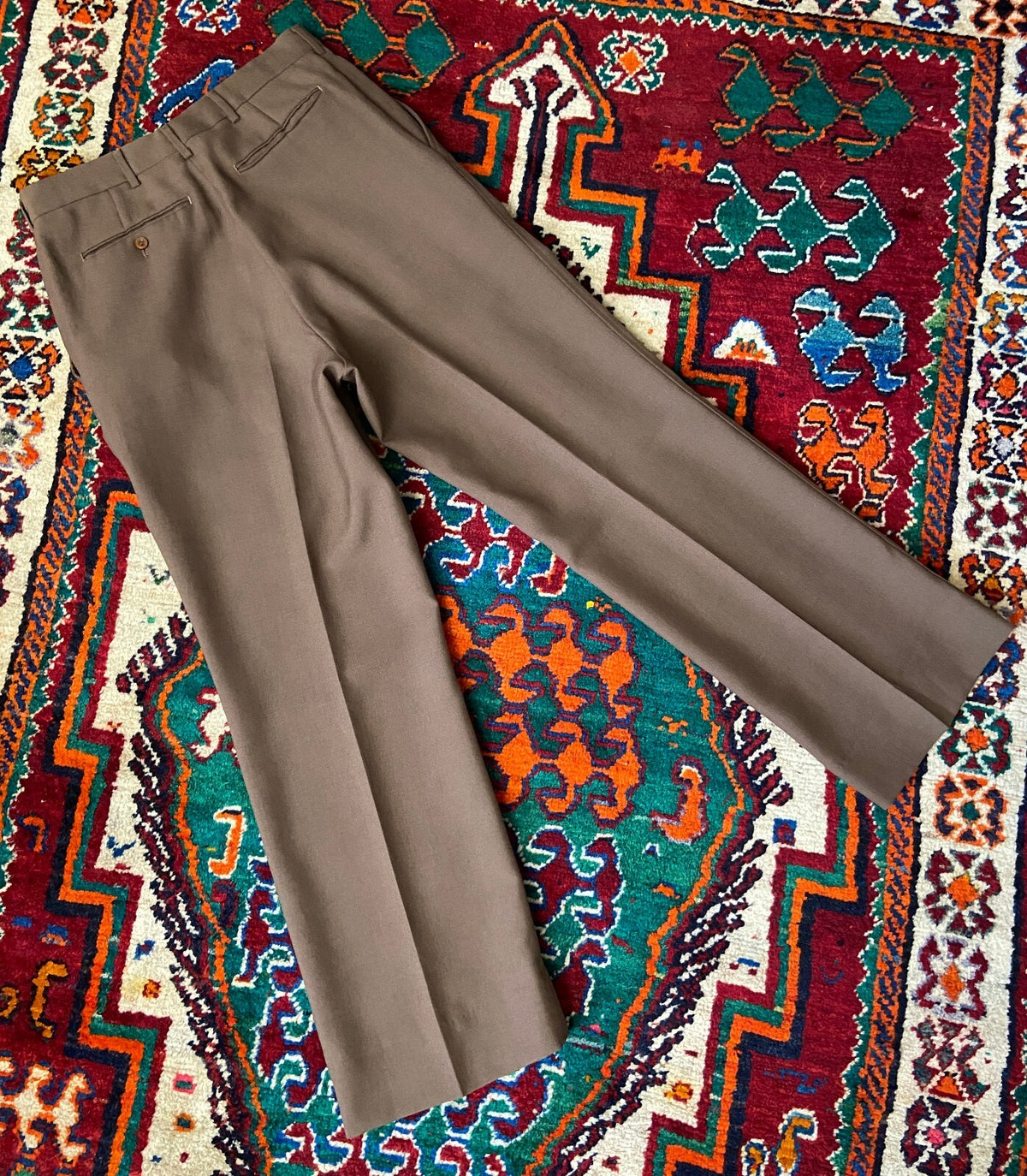 Vintage Brown 1970s Twill Bootcut Trousers W30 / L30