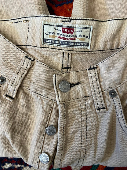 Vintage 90s Beige Levis Striped 443 Jeans W29