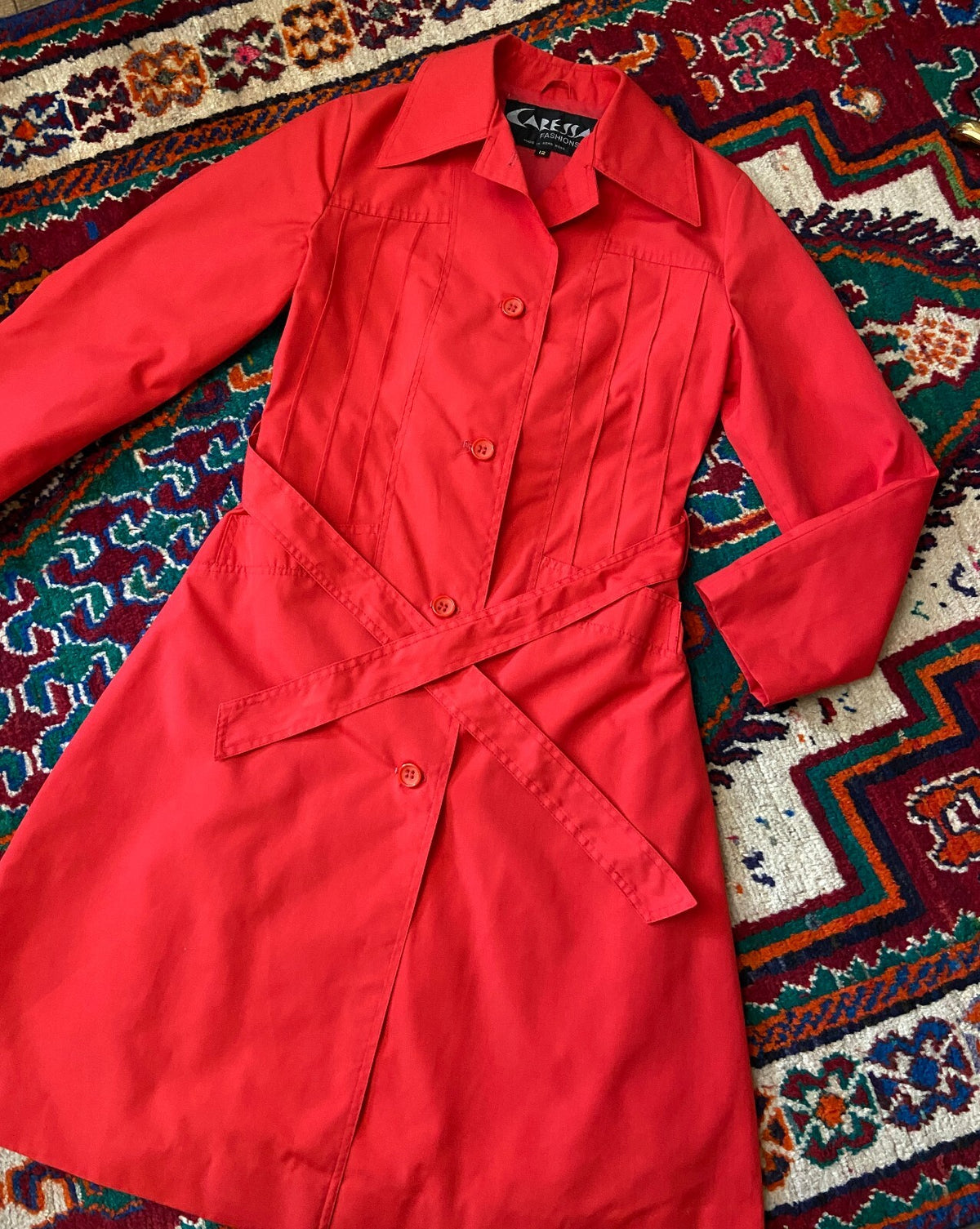 Vintage 1970s Red Mod Raincoat