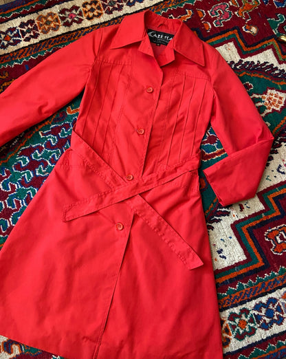 Vintage 1970s Red Mod Raincoat