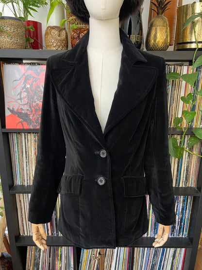 Vintage 1970s Black Richard Shops Velvet Blazer