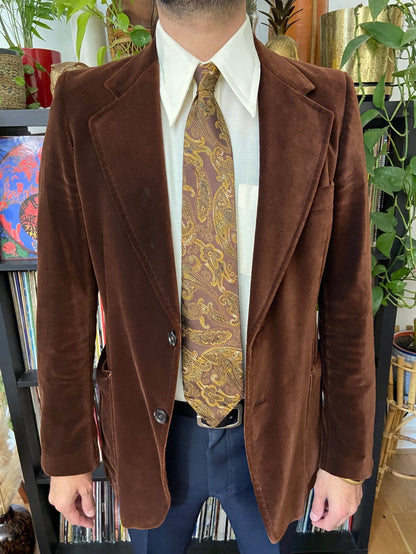Vintage 1980s Japanese Brown Paisley Silk Tie