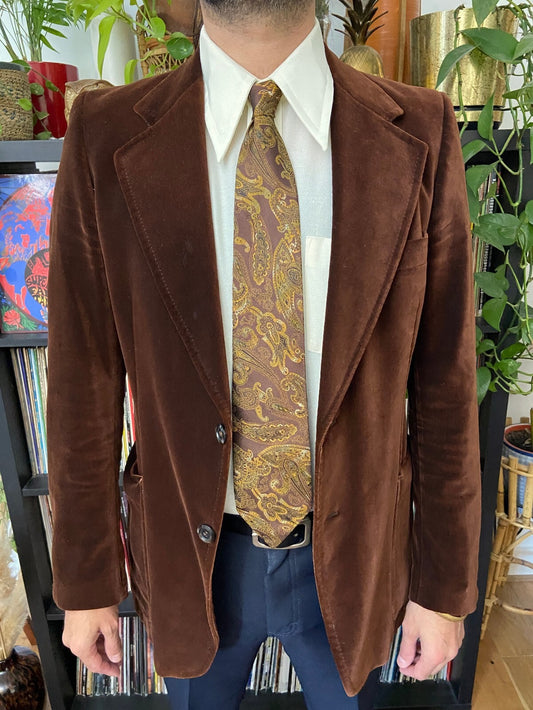Vintage 1980s Japanese Brown Paisley Silk Tie