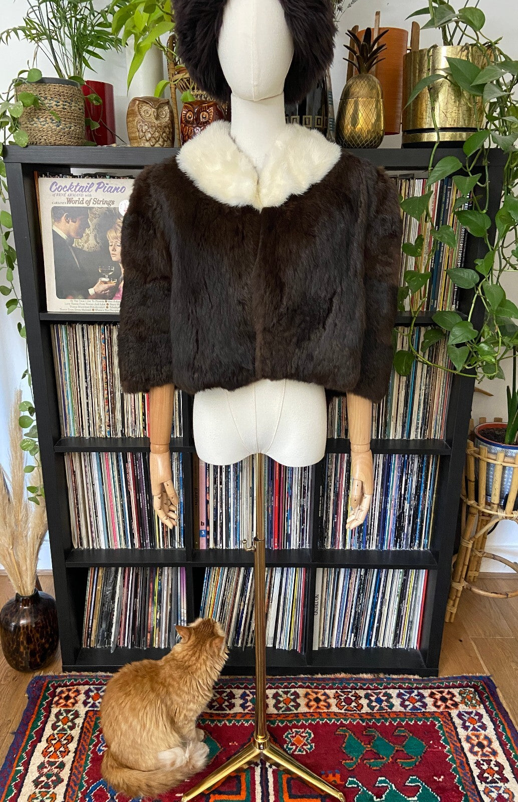 Vintage 1950s Brown & Cream Fur Cape