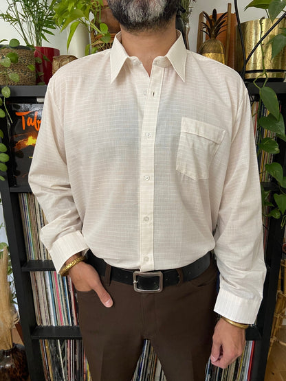 Vintage 1970s Beige Striped Deadstock Shirt