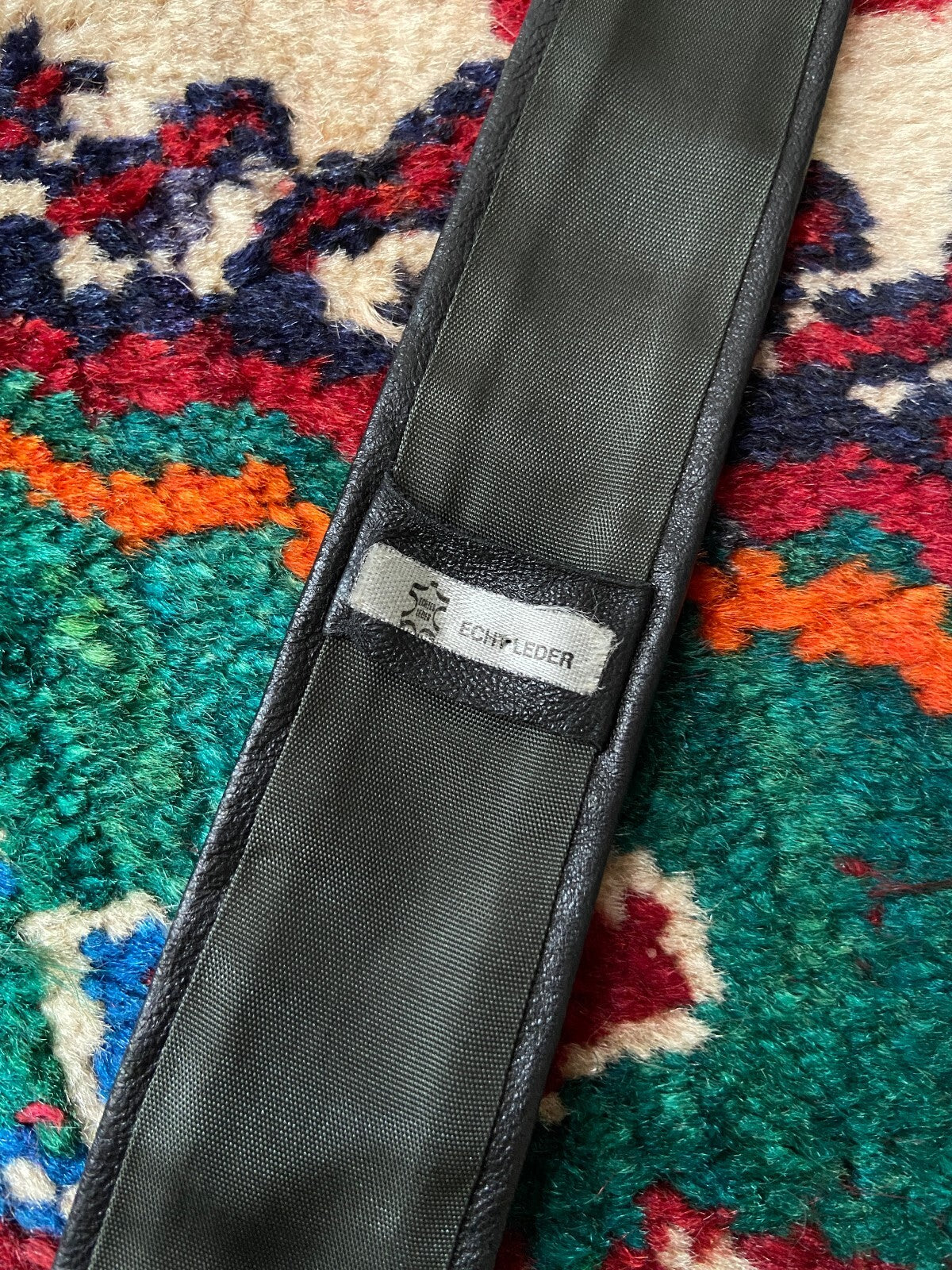 Vintage 1970s Black Leather Skinny Tie