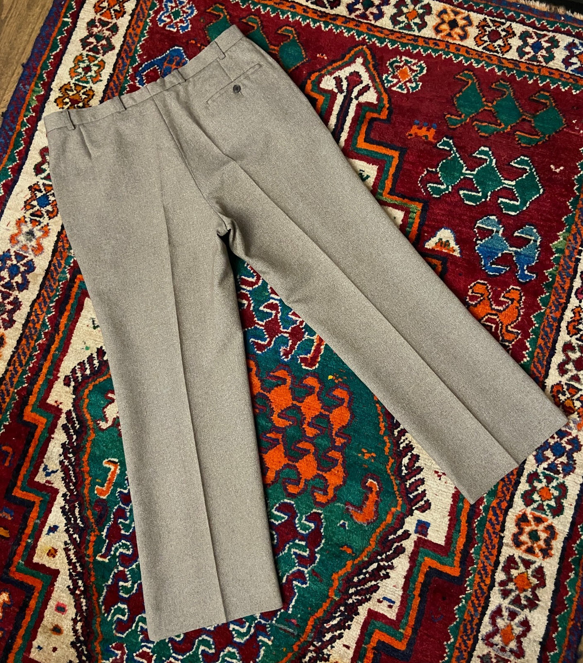 Vintage 1970s St Michael Wide Leg Herringbone Trousers W36/L29
