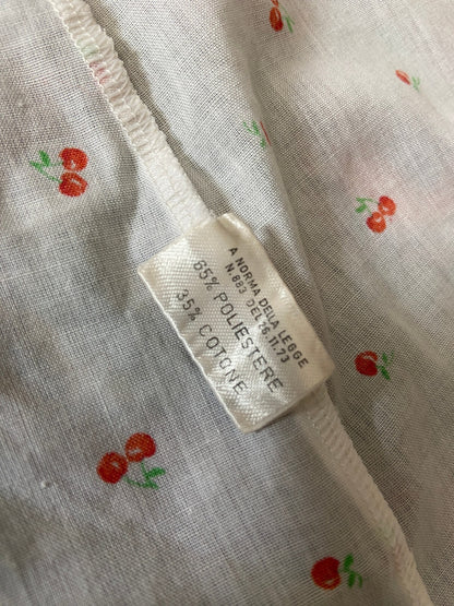 Vintage 1970s White Cherry Print Wrap Dress