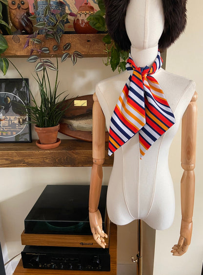 Vintage 1970s Red & Orange Striped Scarf