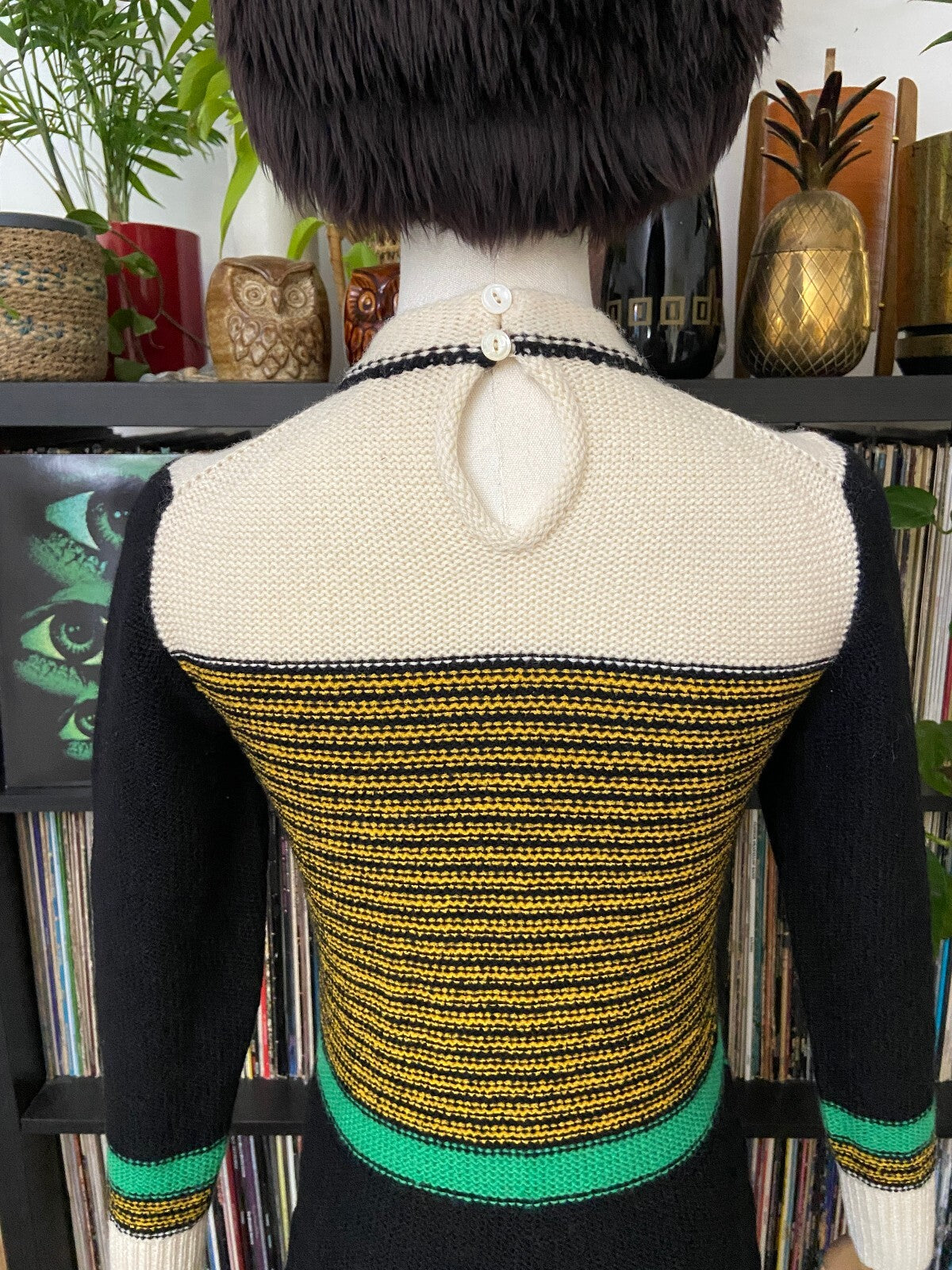 Vintage 1970s Ribbed Knit Sweater Dress