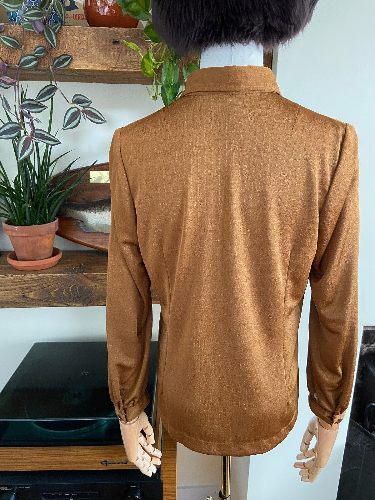 Vintage 1970s Bronze Brown Jersey Shirt