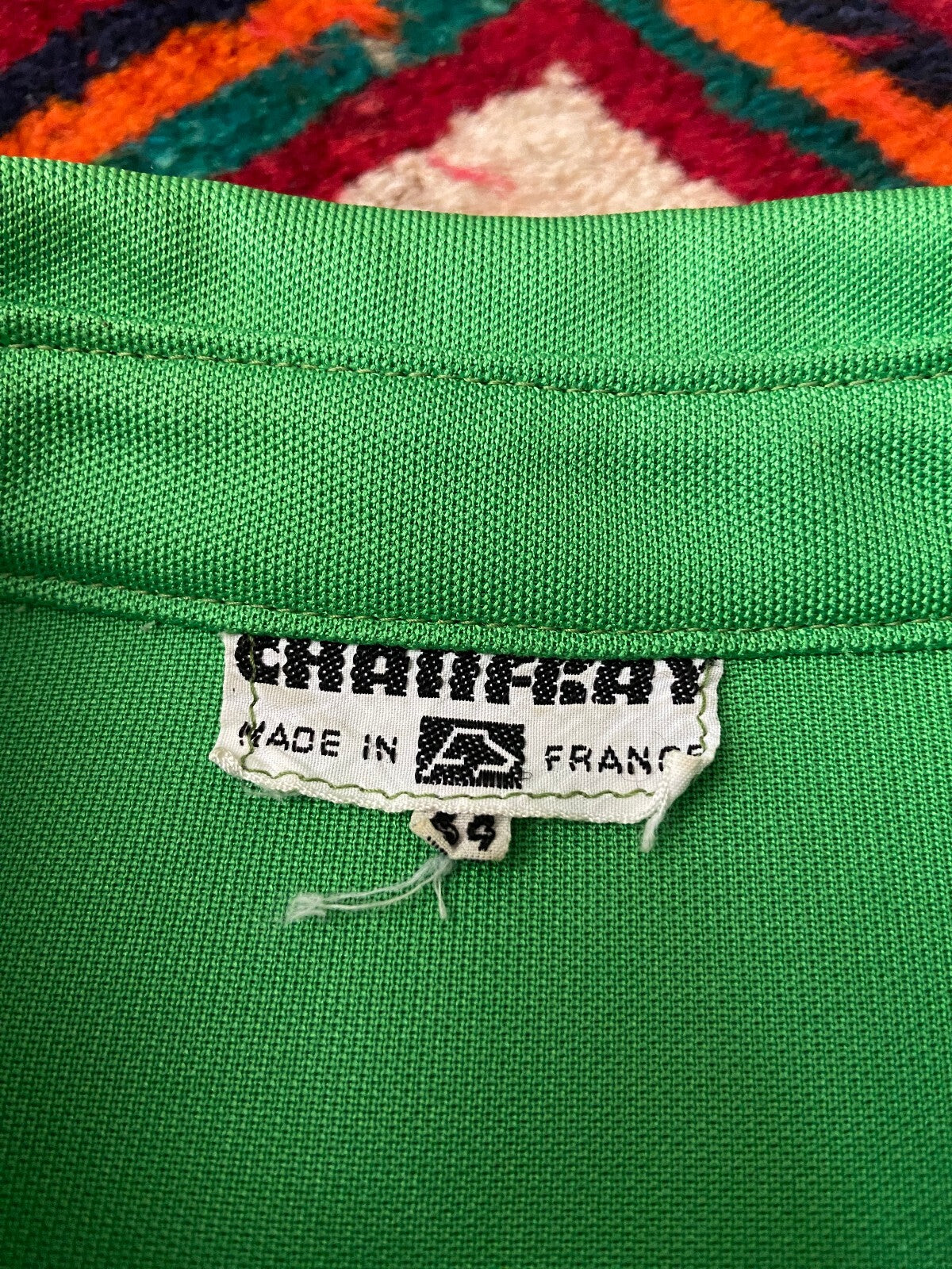Vintage 1970s Bright Green Dagger Collar Shirt