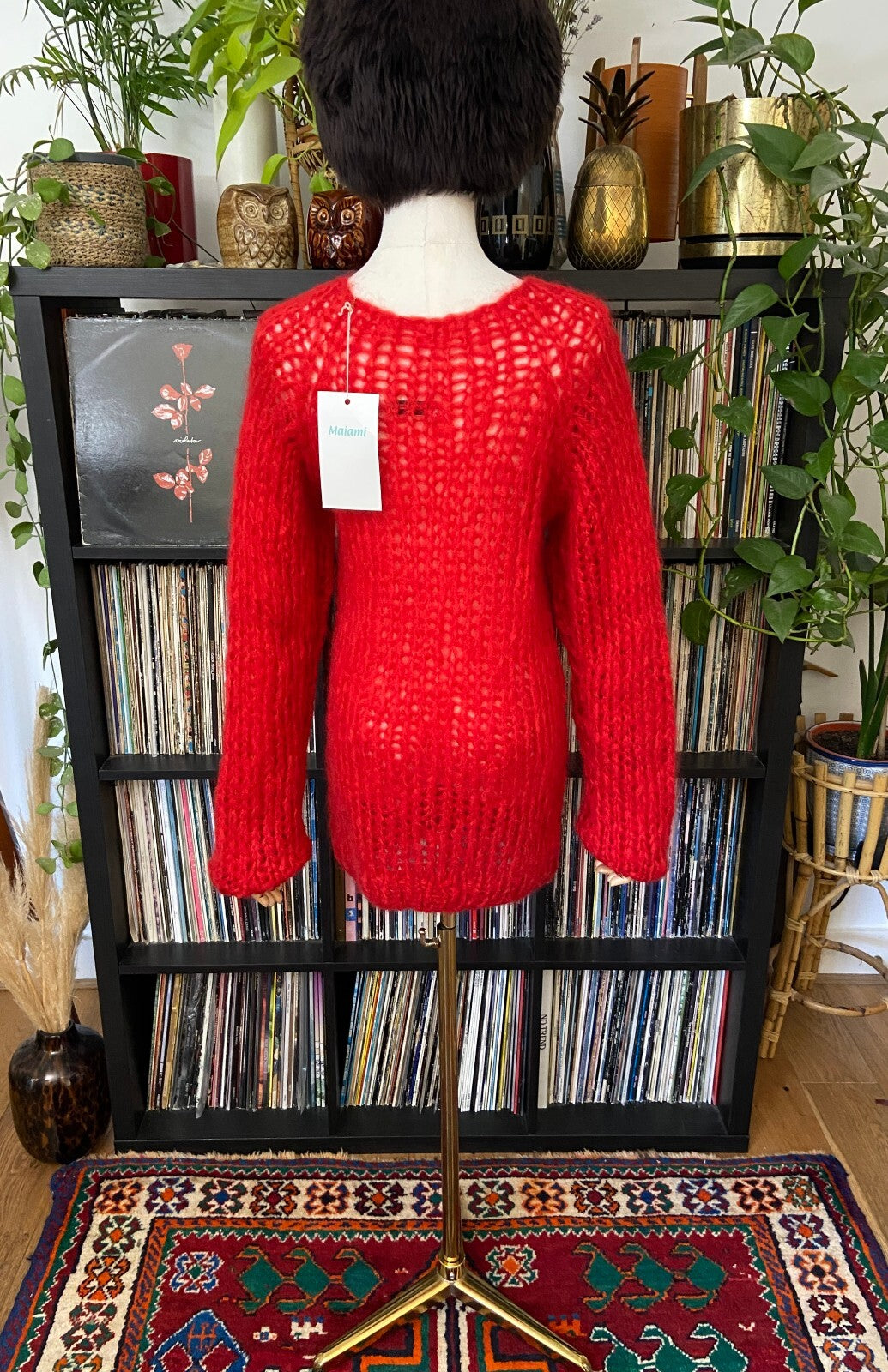 Maiami Red Loose Knit Handmade Mohair Jumper