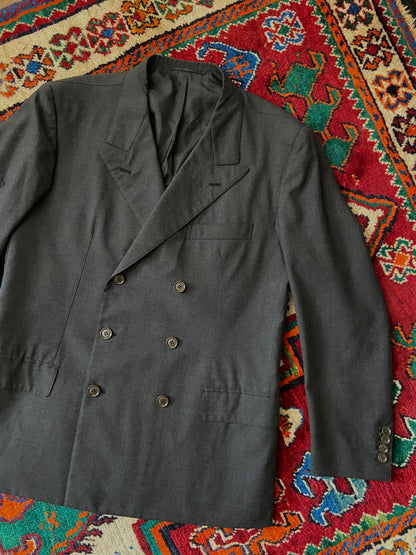 Vintage 90s Italian Charcoal Double Breasted Blazer Jacket