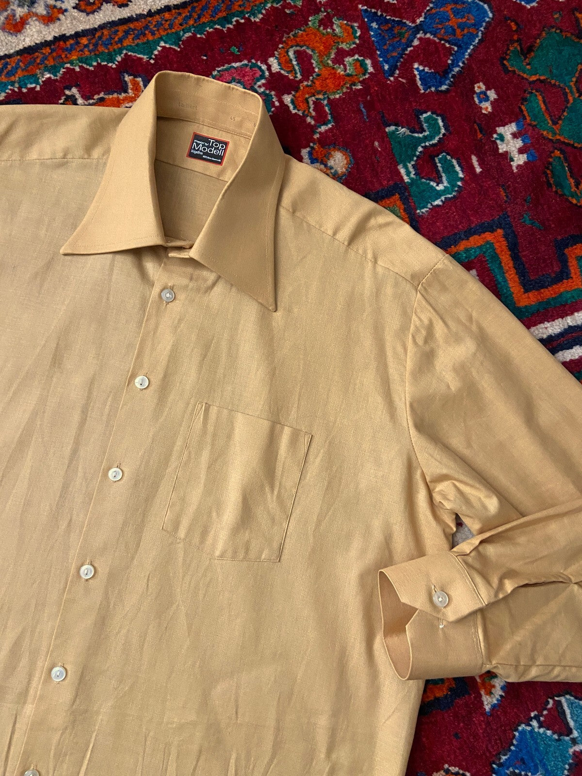 Vintage 1970s Mustard Deadstock Dagger Collar Shirt