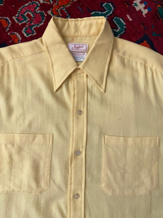 Vintage 1970s Yellow Wool-Rich Dagger Collar Shirt