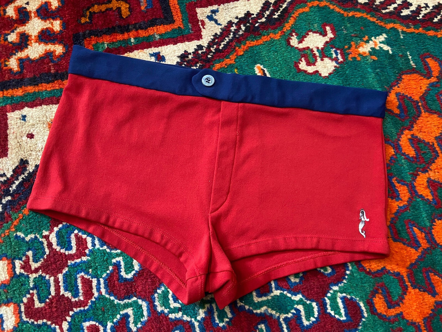 Vintage 1970s Red & Navy Swim Shorts