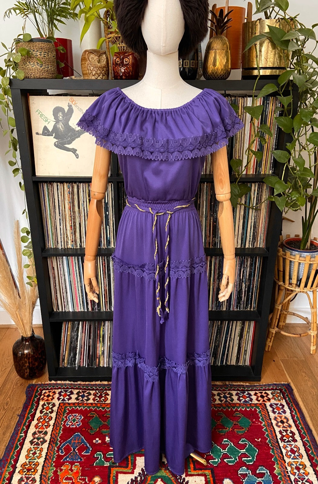 Vintage 1980s C&A Purple Prairie Maxi Dress