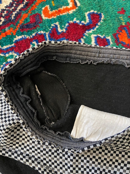 Vintage 1970s Black & Grey Check Swim Shorts