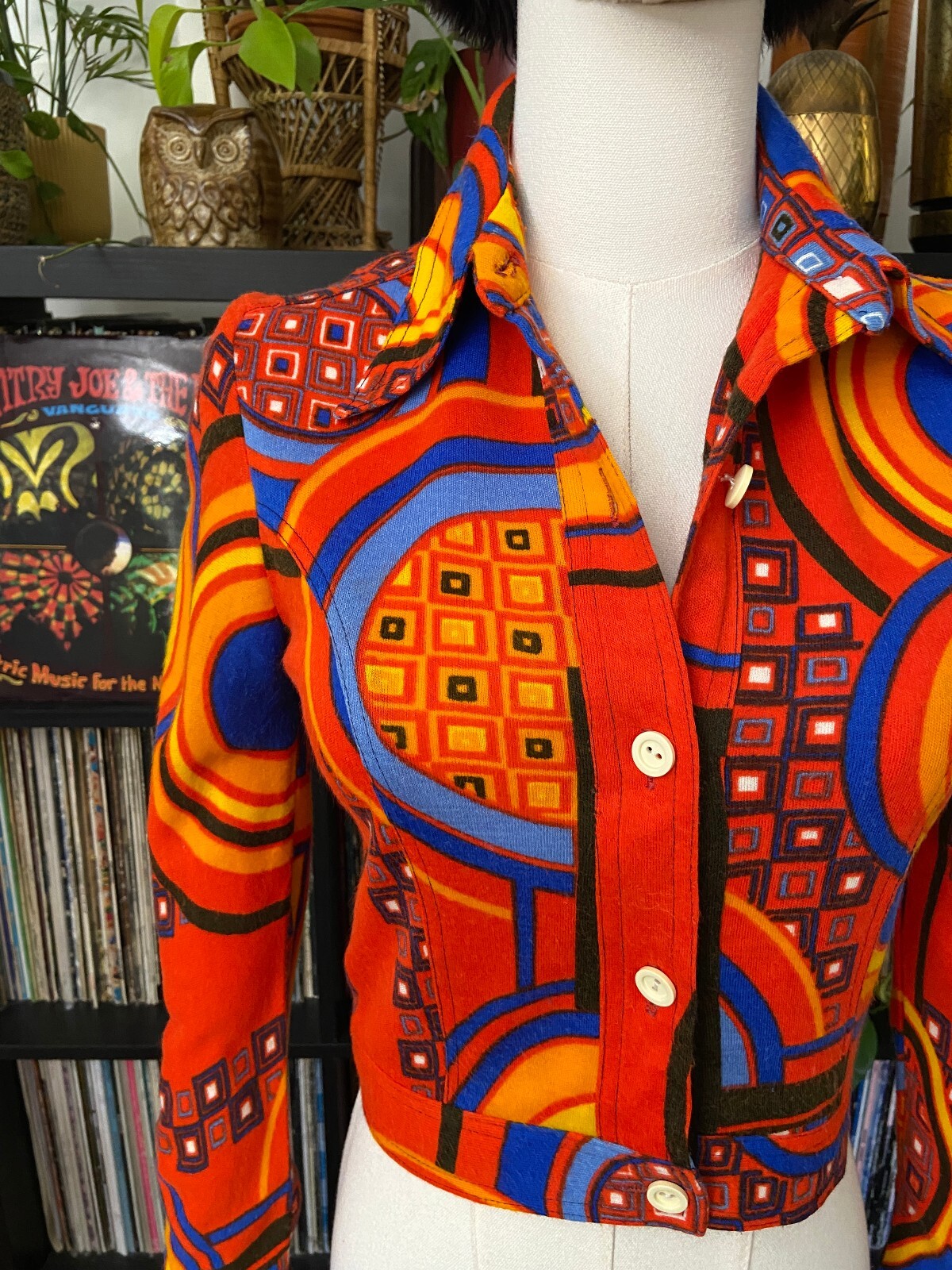 Vintage 1970s Psychedelic Cropped Shirt
