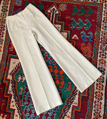 Vintage 1970s Cream Flared Trousers W25